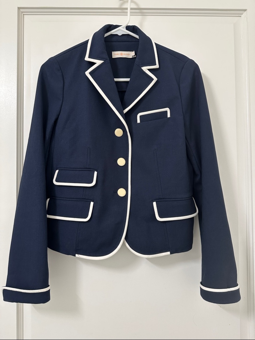 Tory Burch Carrie Blazer (Navy with White Trim)